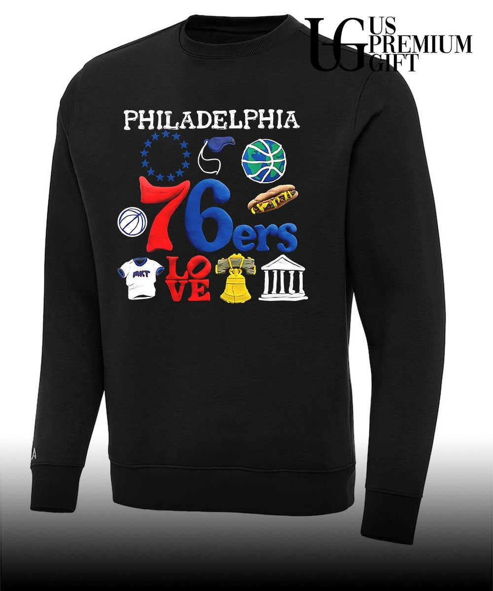 Joel Embiid wearing Philadelphia 76ers Claymation City shirt