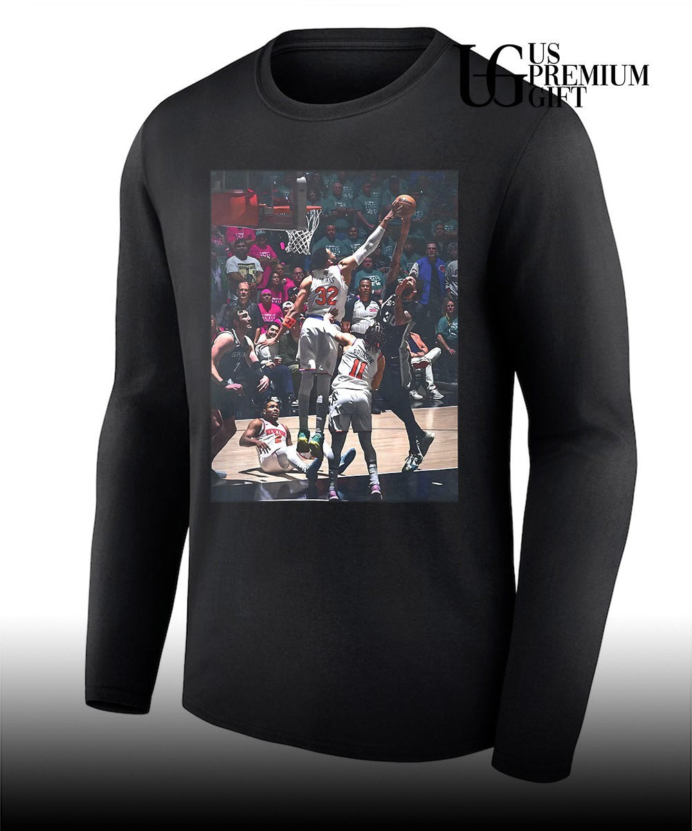 Karl-Anthony Towns Blocks Julian Champagnie photo shirt