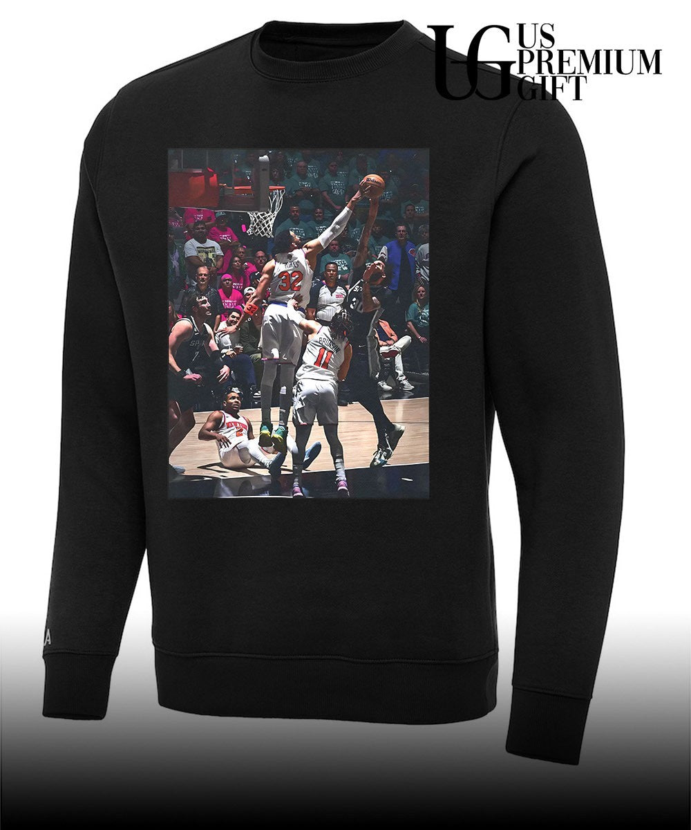 Karl-Anthony Towns Blocks Julian Champagnie photo shirt