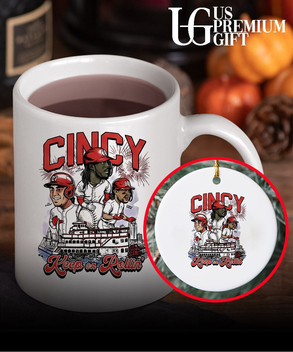 Keep On Rollin Cincinnati Reds Baseball caricature shirt