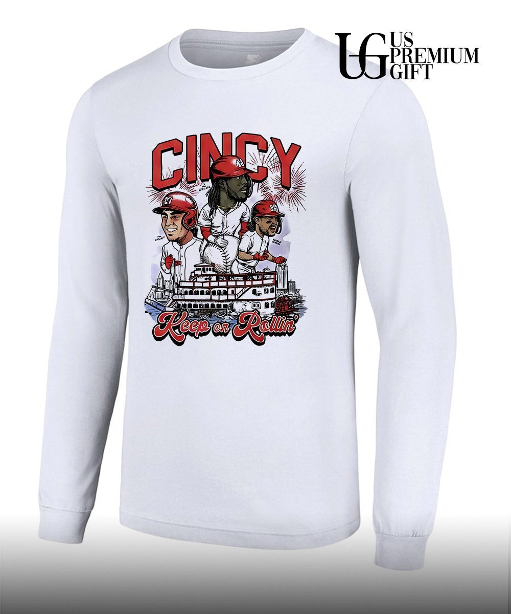Keep On Rollin Cincinnati Reds Baseball caricature shirt