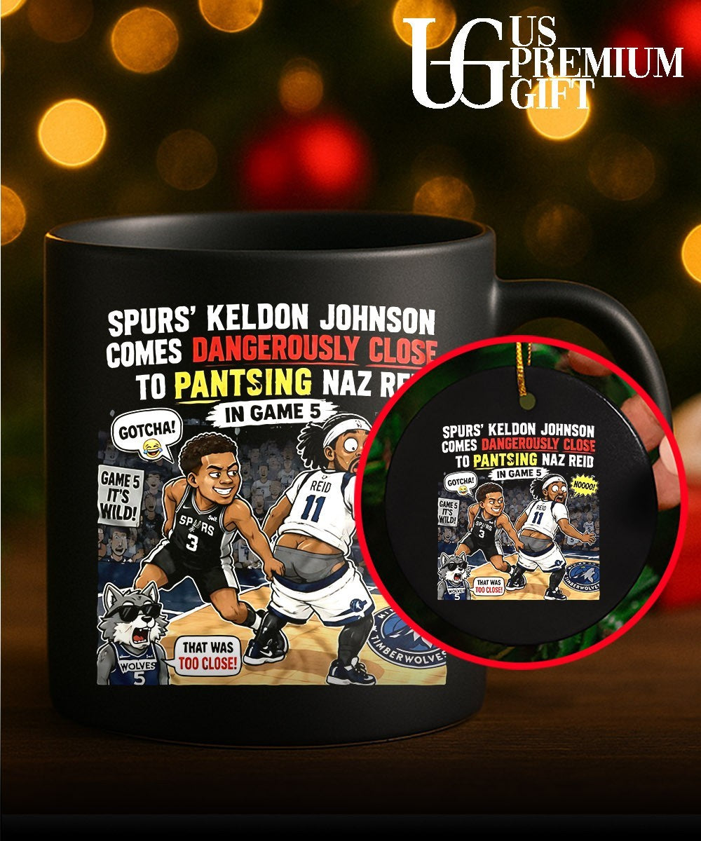Keldon Johnson Almost Pantsed Naz Reid Game 5 Spurs Timberwolves cartoon shirt