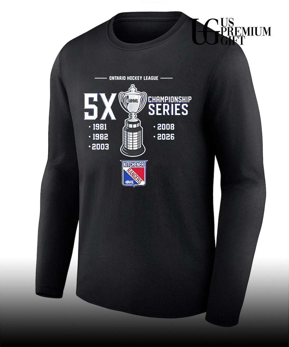Kitchener Rangers Ontario Hockey League 5X Champions Series trophy shirt