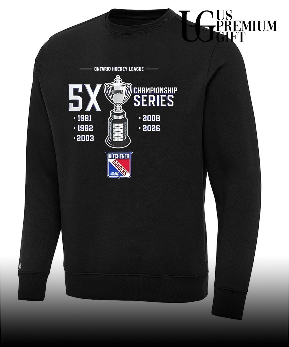 Kitchener Rangers Ontario Hockey League 5X Champions Series trophy shirt
