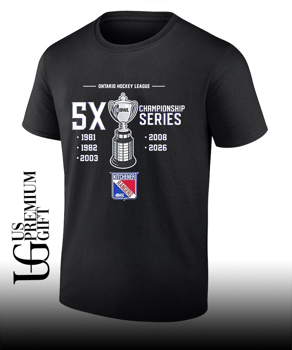 Kitchener Rangers Ontario Hockey League 5X Champions Series trophy shirt