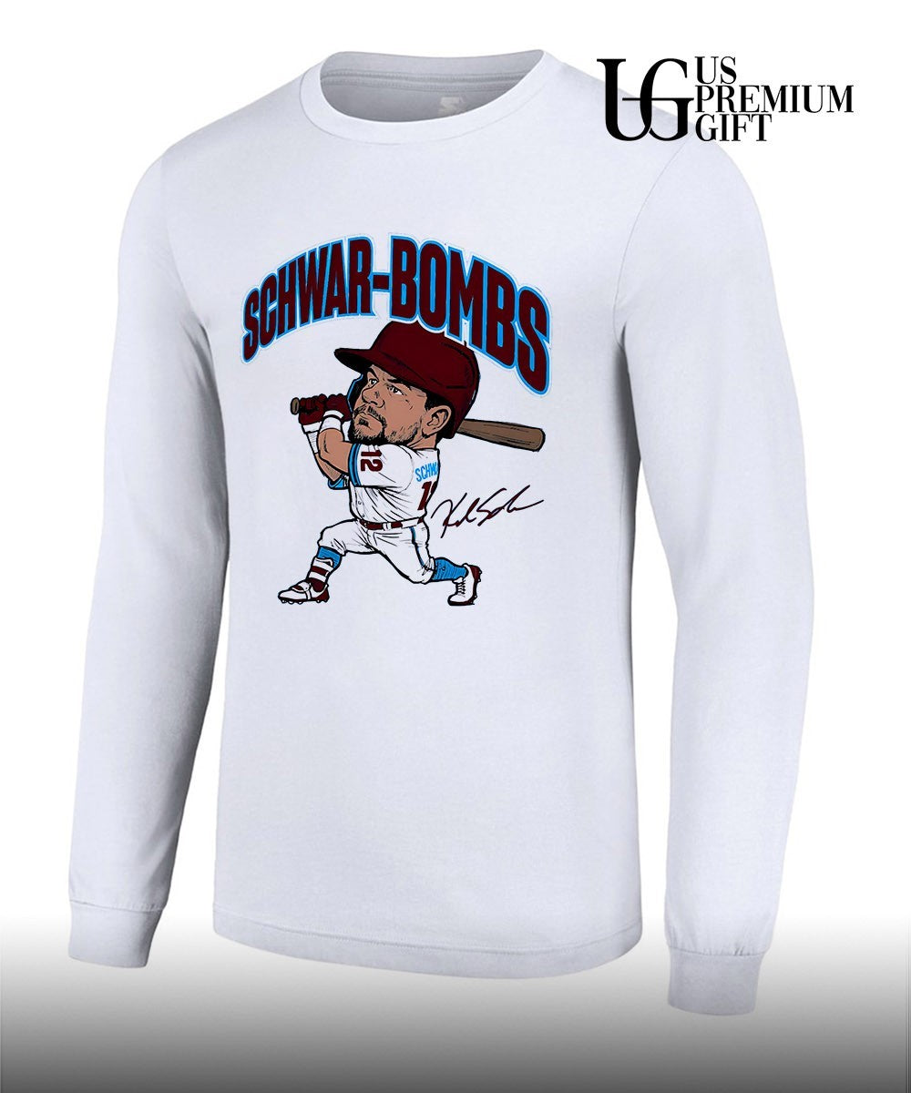 Kyle Schwarber Philadelphia Phillies baseball SchwarBombs signature caricature shirt