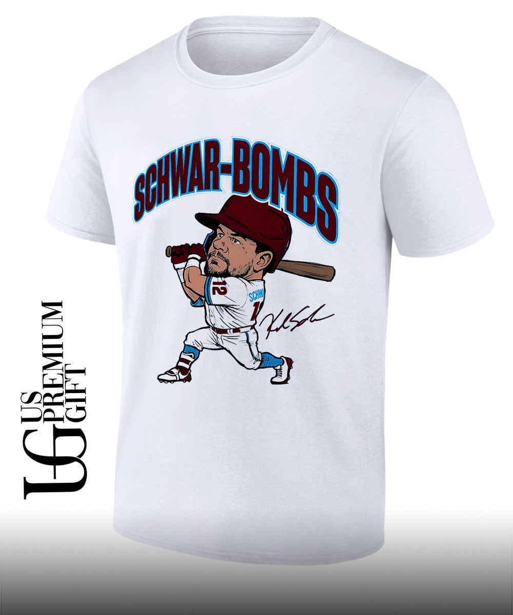 Kyle Schwarber Philadelphia Phillies baseball SchwarBombs signature caricature shirt