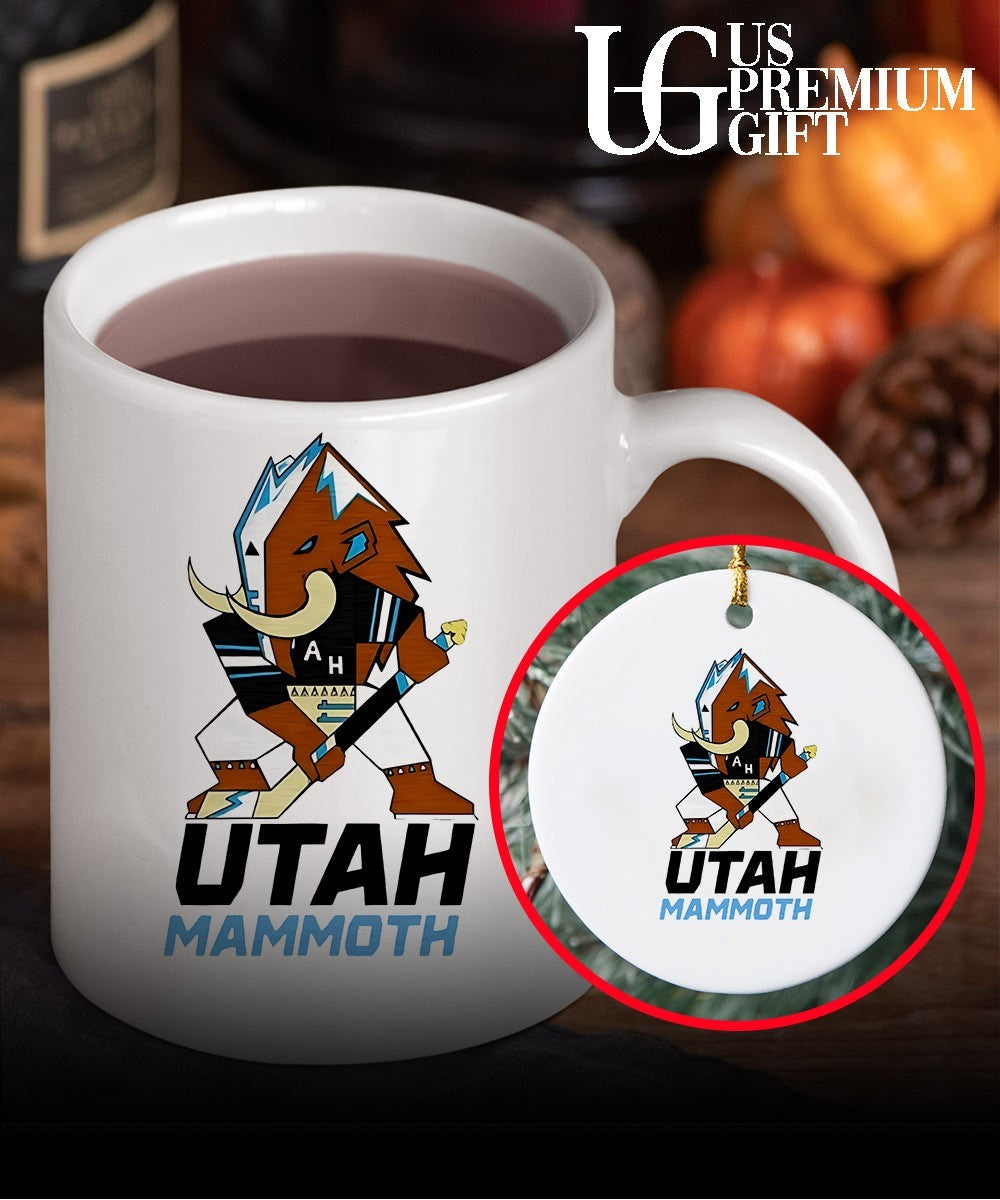 Lawson Crouse with Utah Mammoth mascot shirt