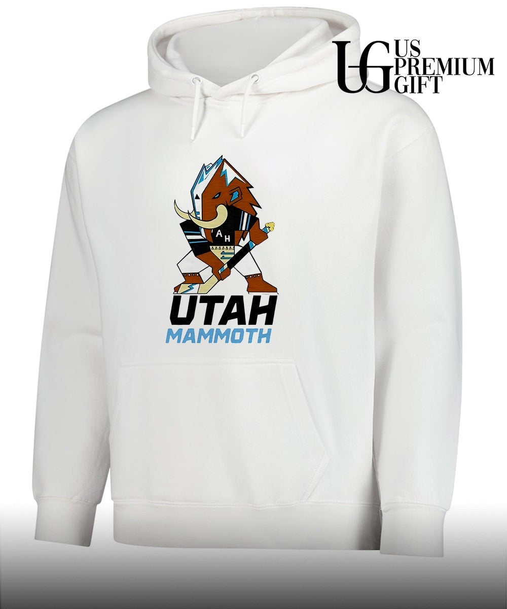 Lawson Crouse with Utah Mammoth mascot shirt