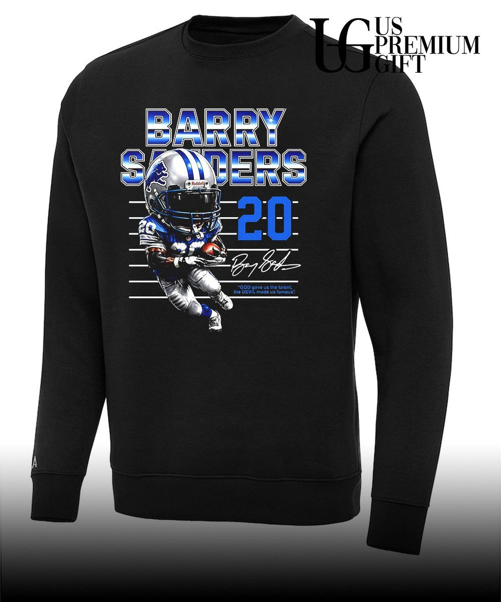 Legend Barry Sanders player Detroit Lions football signature caricature shirt