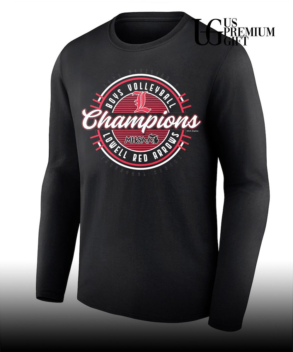 Lowell Red Arrows 2026 MHSAA Boys Volleyball Division 2 Champions shirt