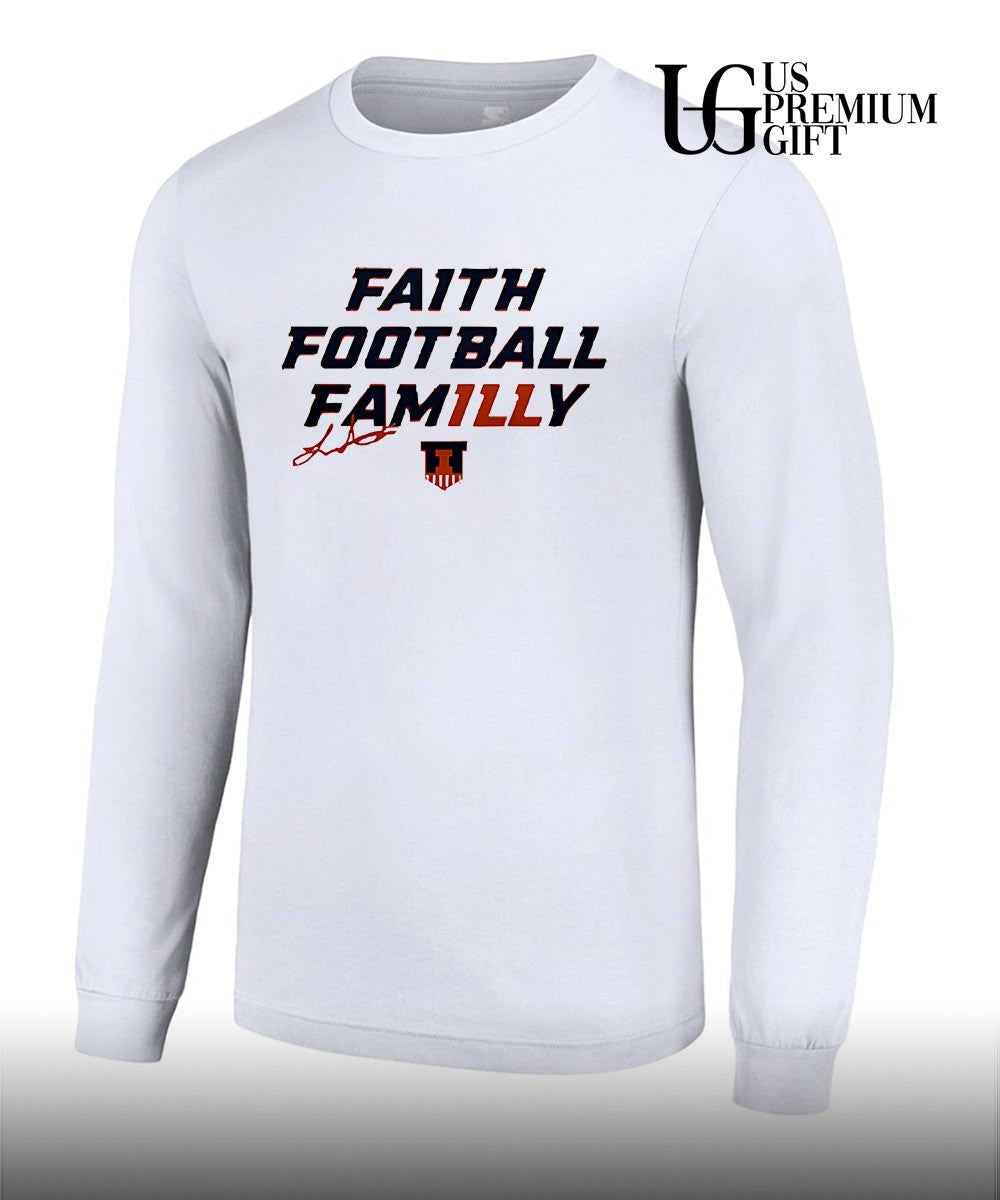 Luke Altmyer faith football FamILy Illinois Fighting Illini football signature shirt