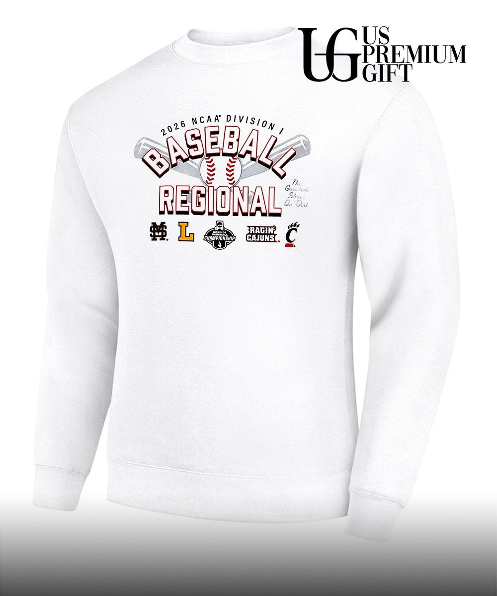 MSU and Lipscomb Bisons and Louisiana Ragin’ Cajuns and Cincinnati Bearcats Baseball Regional Division I NCAA 2026 logo shirt