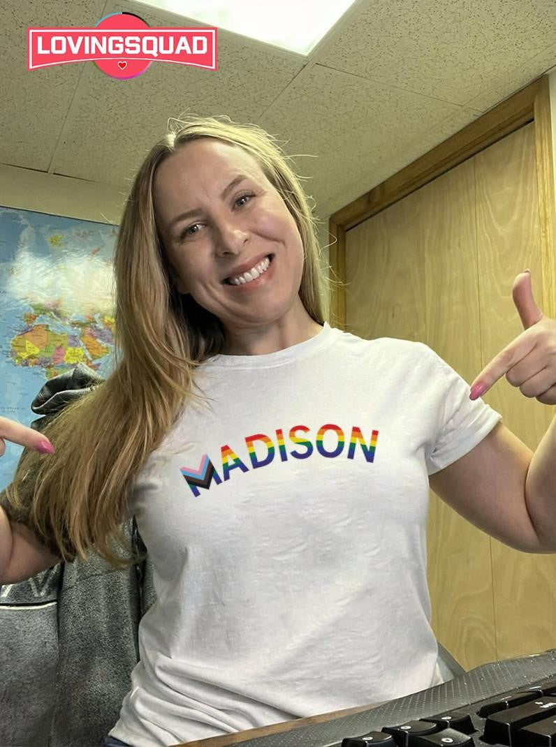 Madison Text Progress Pride Flag Shirt