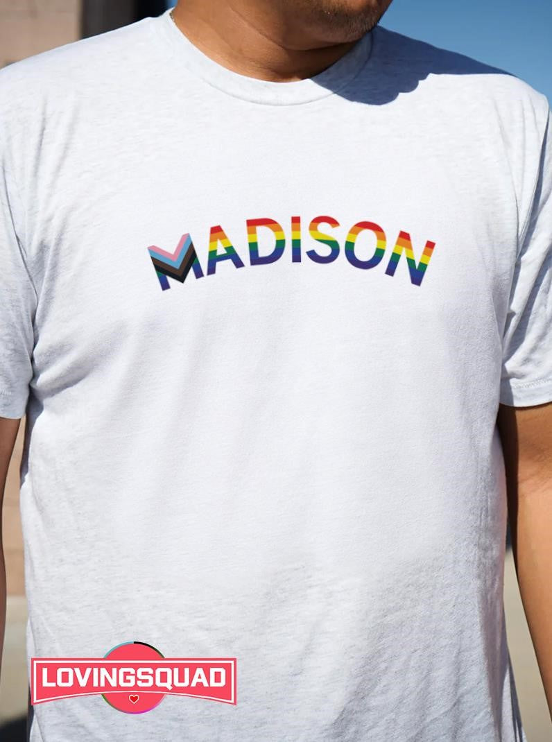 Madison Text Progress Pride Flag Shirt