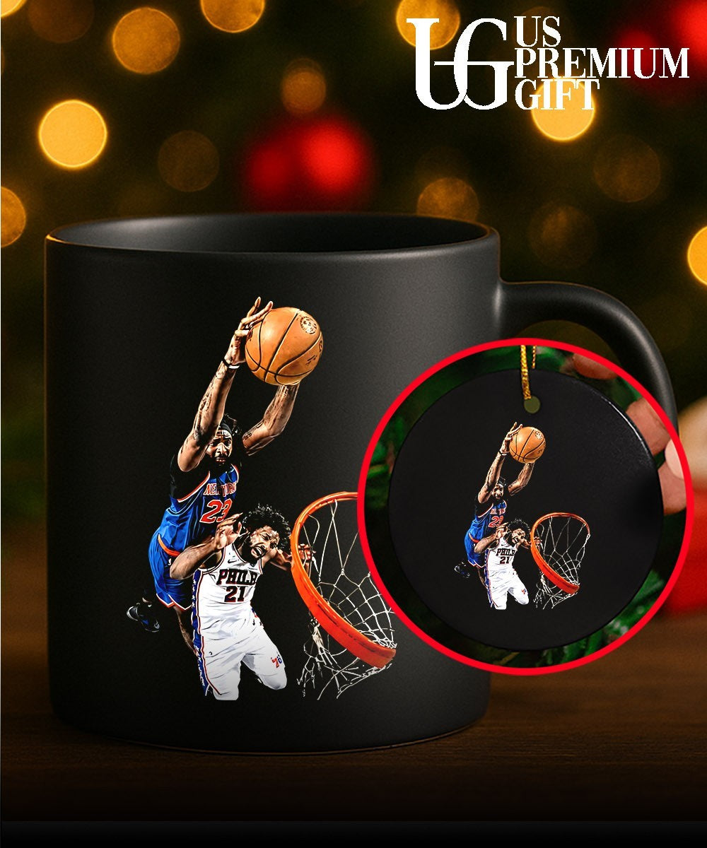 Mitchell Robinson and Joel Embiid Dunk NBA basketball shirt