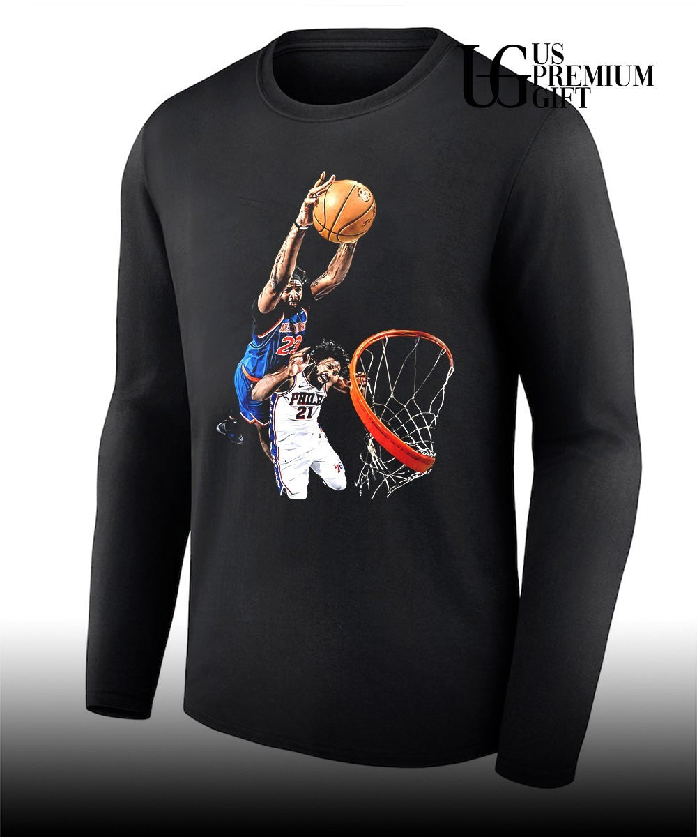 Mitchell Robinson and Joel Embiid Dunk NBA basketball shirt