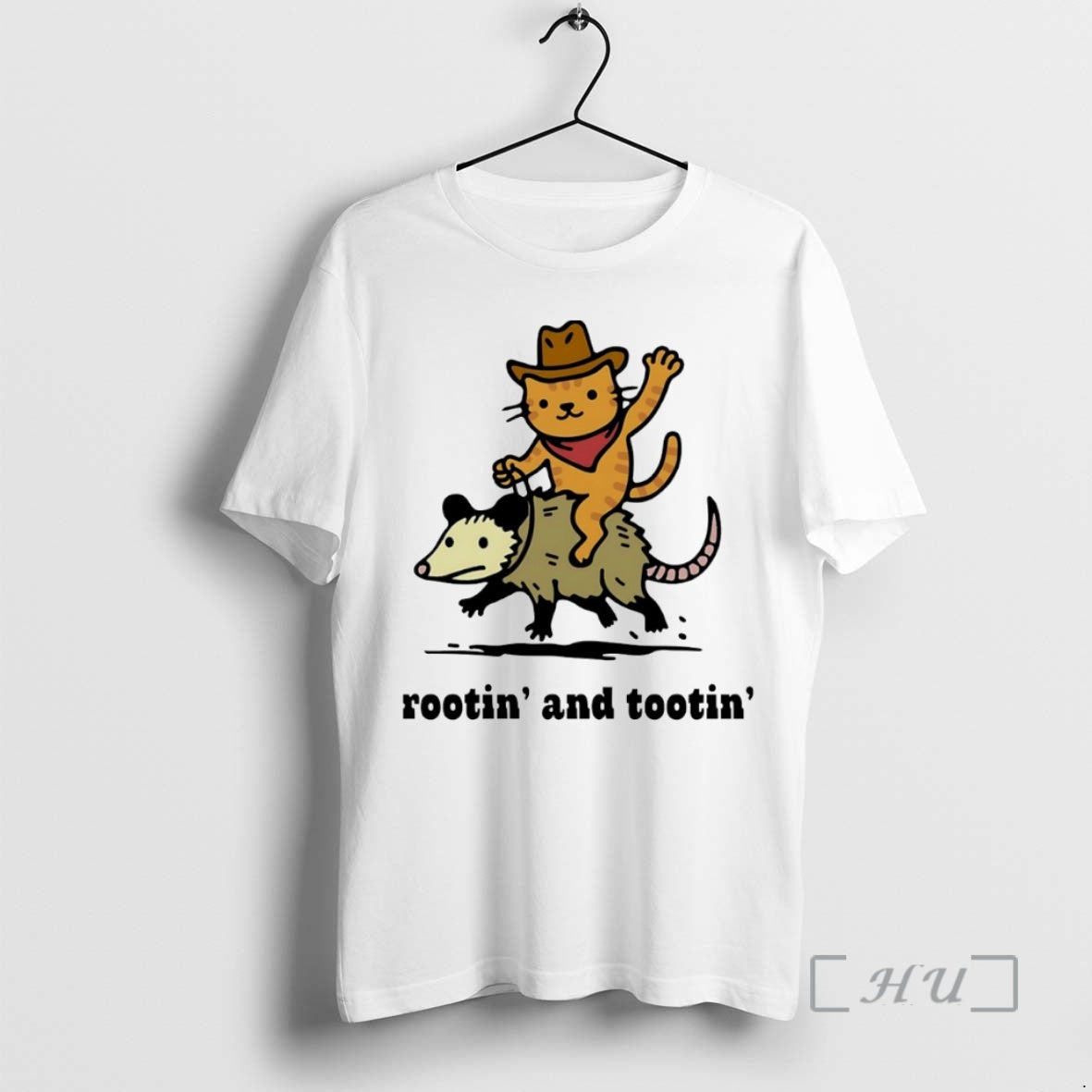 New Cat Riding Opossum Rootin And Tootin Circle T-Shirts, Hoodie, Sweatshirt | PopFlextees.com