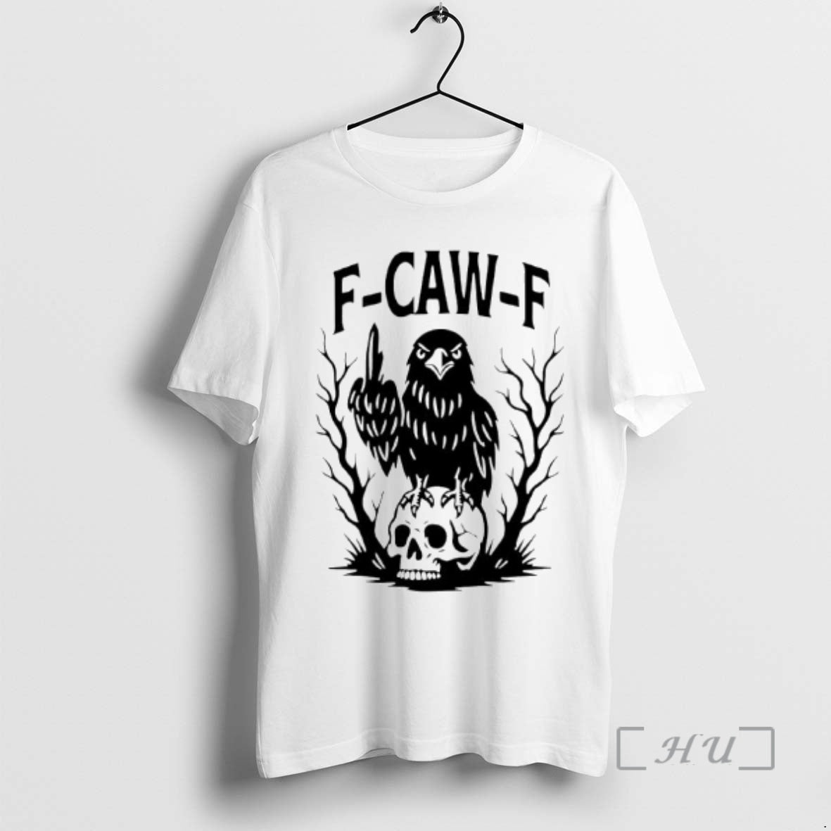 New F Caw F Gothic Raven Middle Finger Ornaments T-Shirts, Hoodie, Sweatshirt | PopFlextees.com