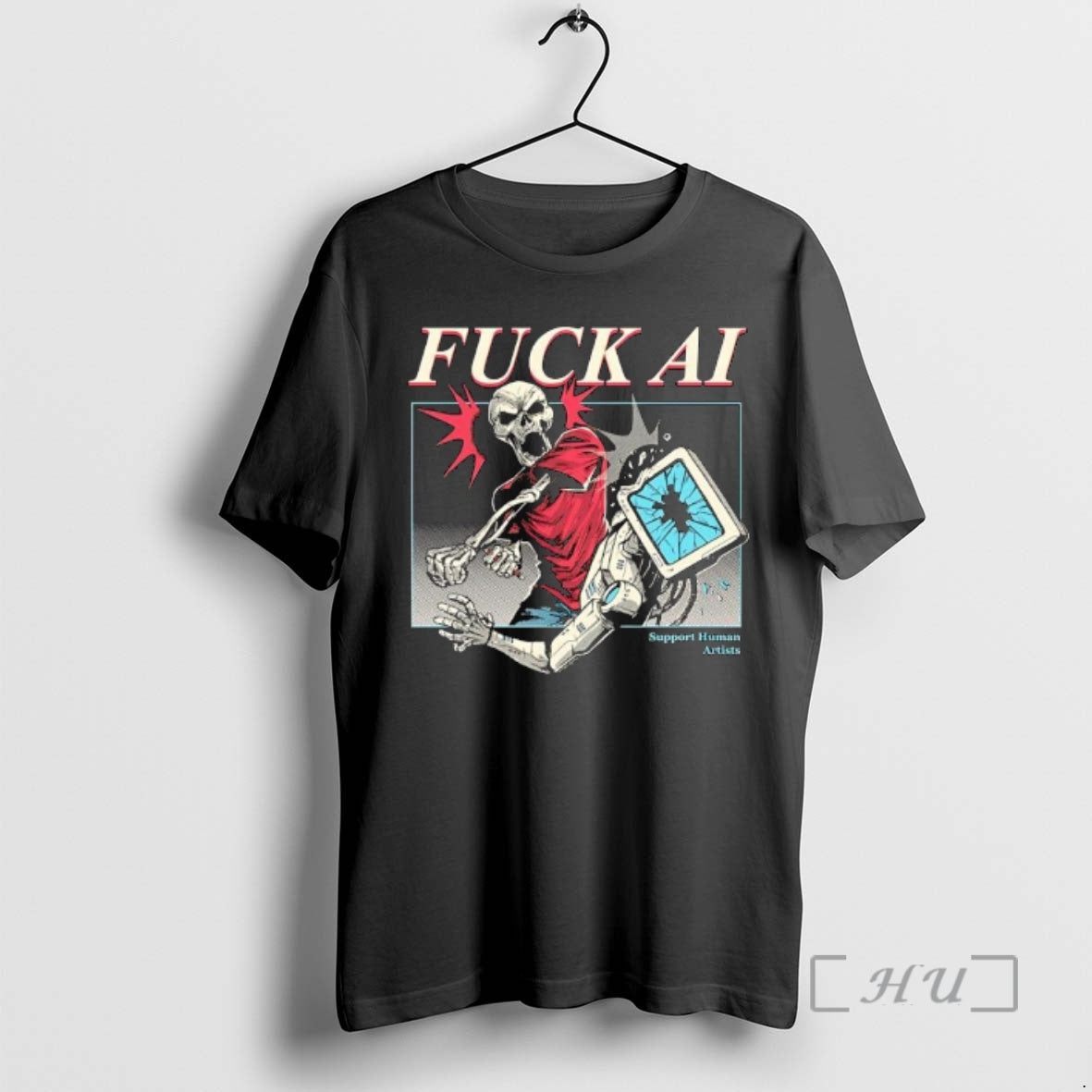 New Fuck Ai The Yetee Skeleton Ai Robot T-Shirts, Hoodie, Sweatshirt | PopFlextees.com