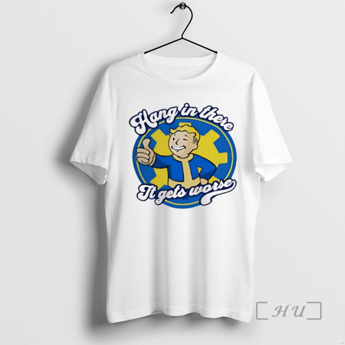 New Hang In There It Gets Worse Vault Boy T-Shirts, Hoodie, Sweatshirt | PopFlextees.com