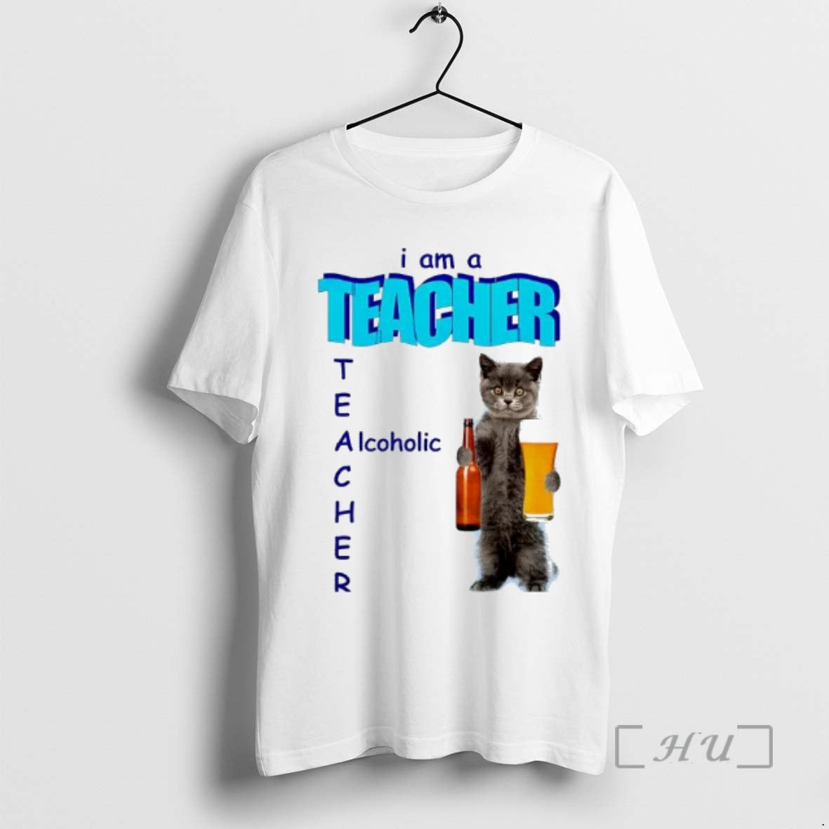 New I Am A Teacher Alcoholic Cat And Beer Graphic T-Shirts, Hoodie, Sweatshirt | PopFlextees.com