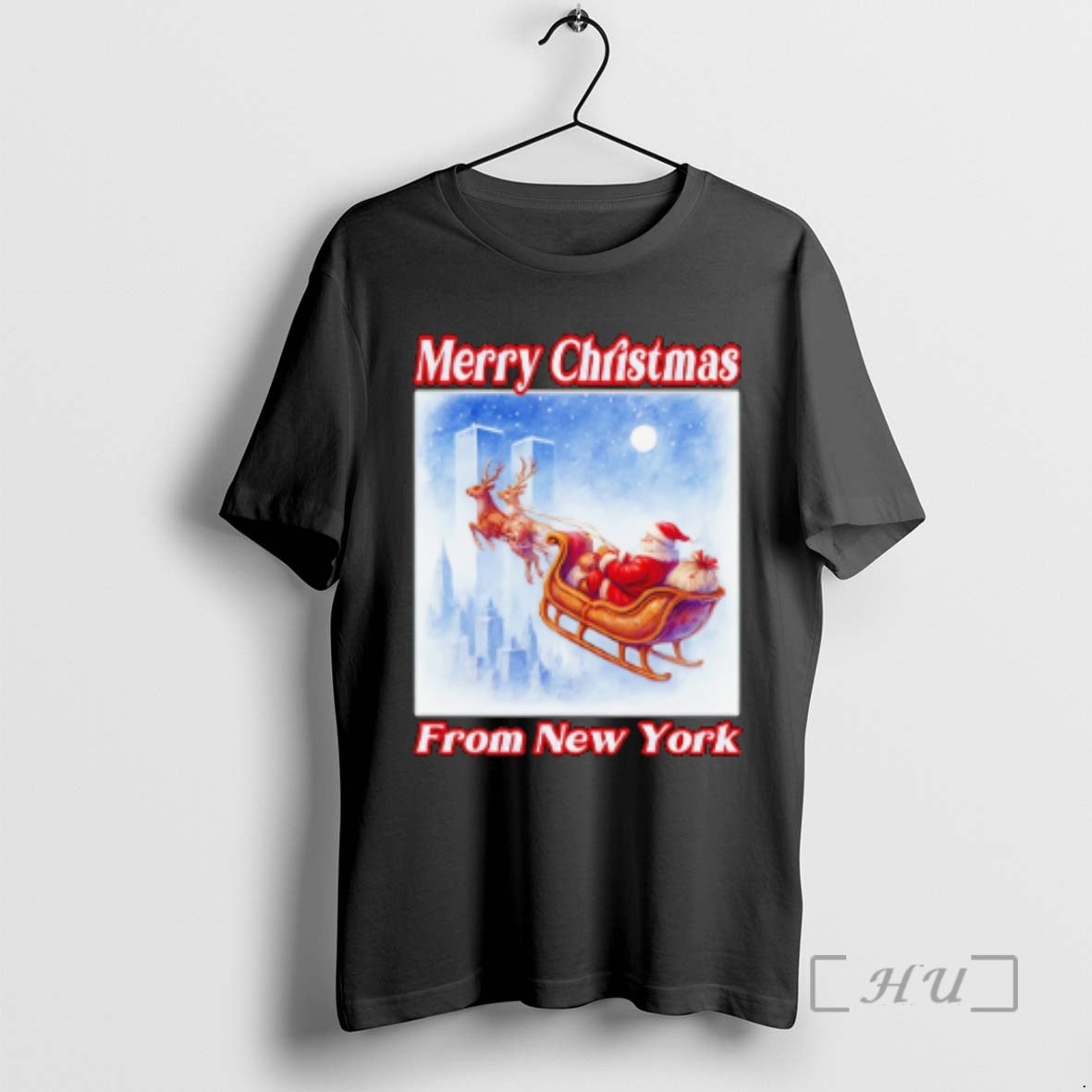New Merry Christmas From New York Santa Rides A Reindeer T-Shirts, Hoodie, Sweatshirt | PopFlextees.com