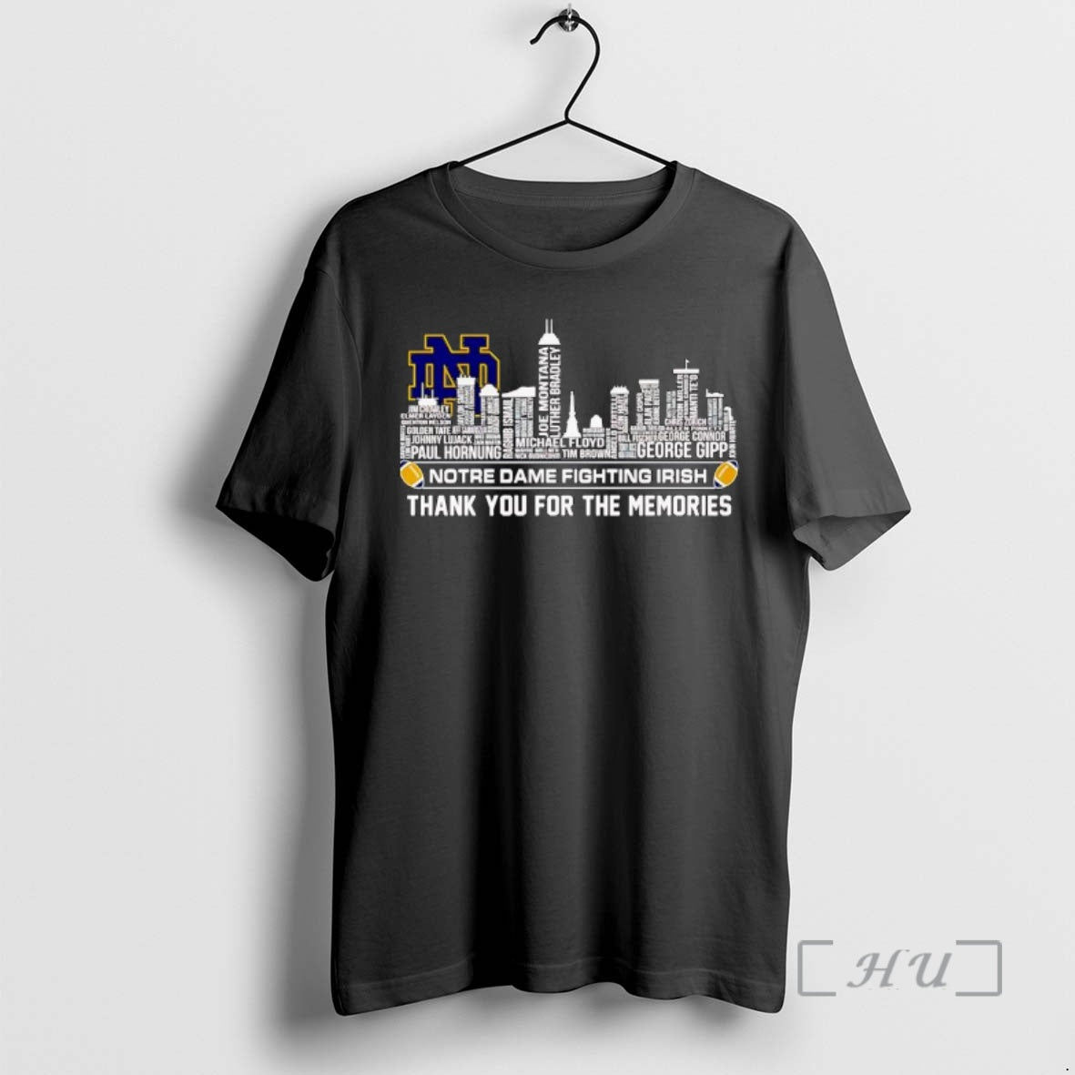 New Notre Dame Fighting Irish Thank You For The Memories Players Name Skyline City Ornaments T-Shirts, Hoodie, Sweatshirt