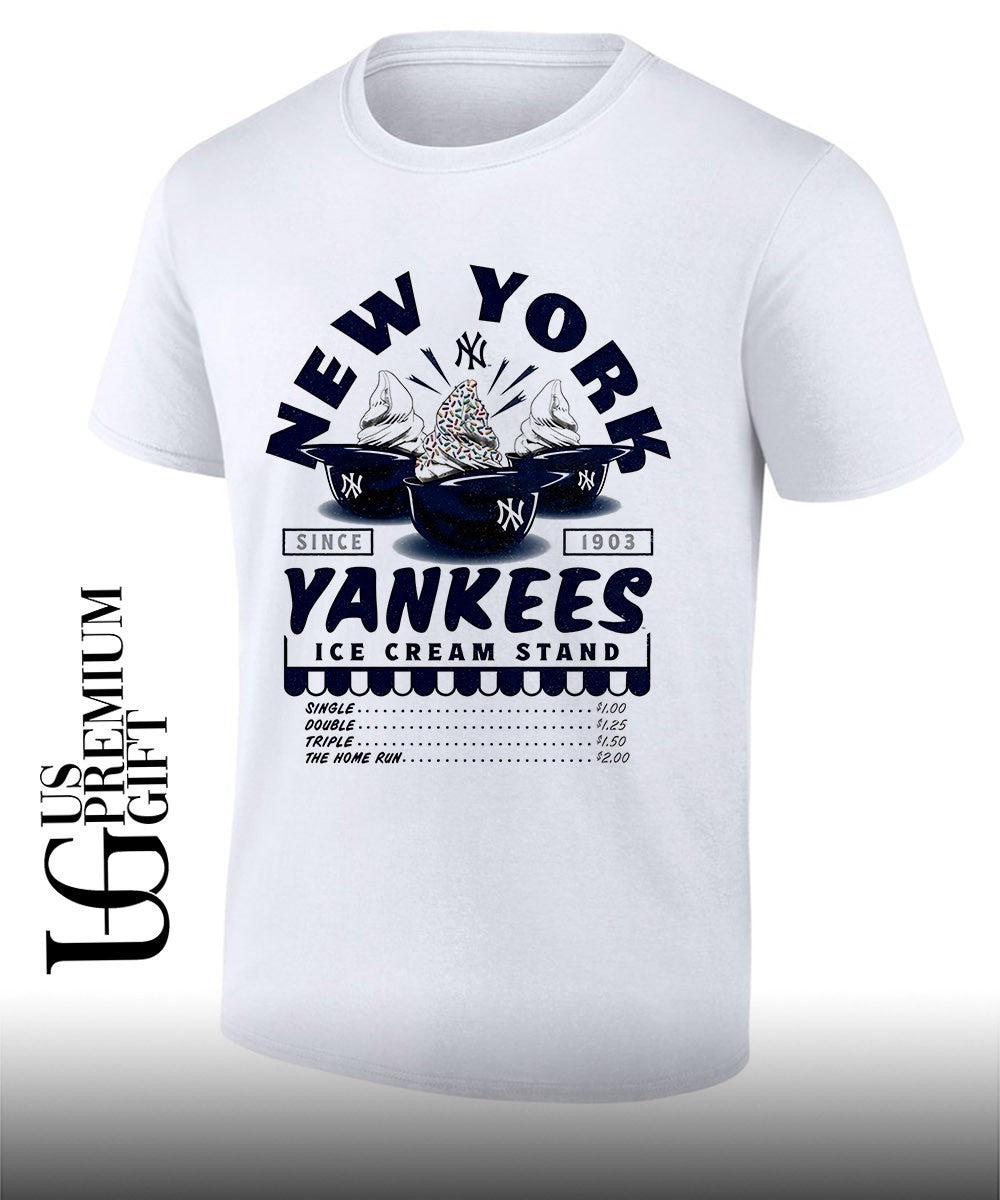 New York Yankees vintage stadium treat dessert helmets ice cream stand since 1903 shirt