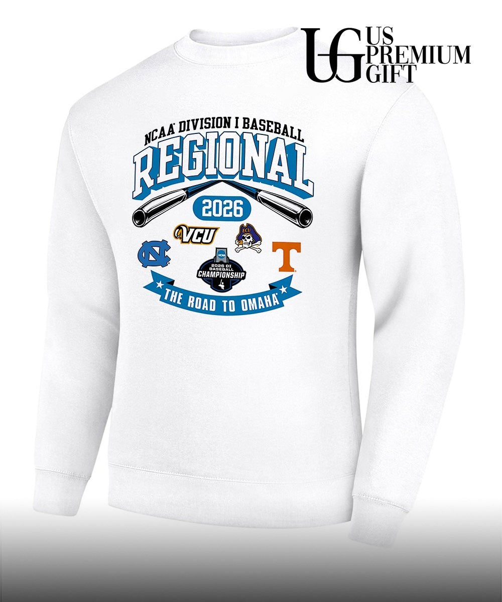 North Carolina Tar Heels and VCU Rams and East Carolina Pirates Tennessee Volunteers 2026 NCAA Division I Baseball Regional Road to Omaha shirt