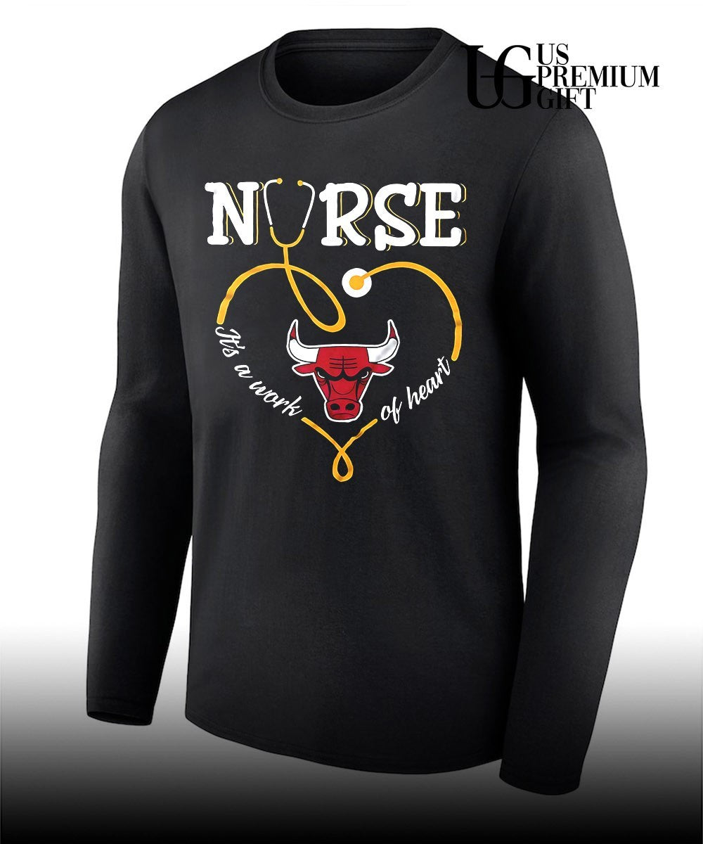 Nurse Its A Work Of Heart Chicago Bulls logo shirt