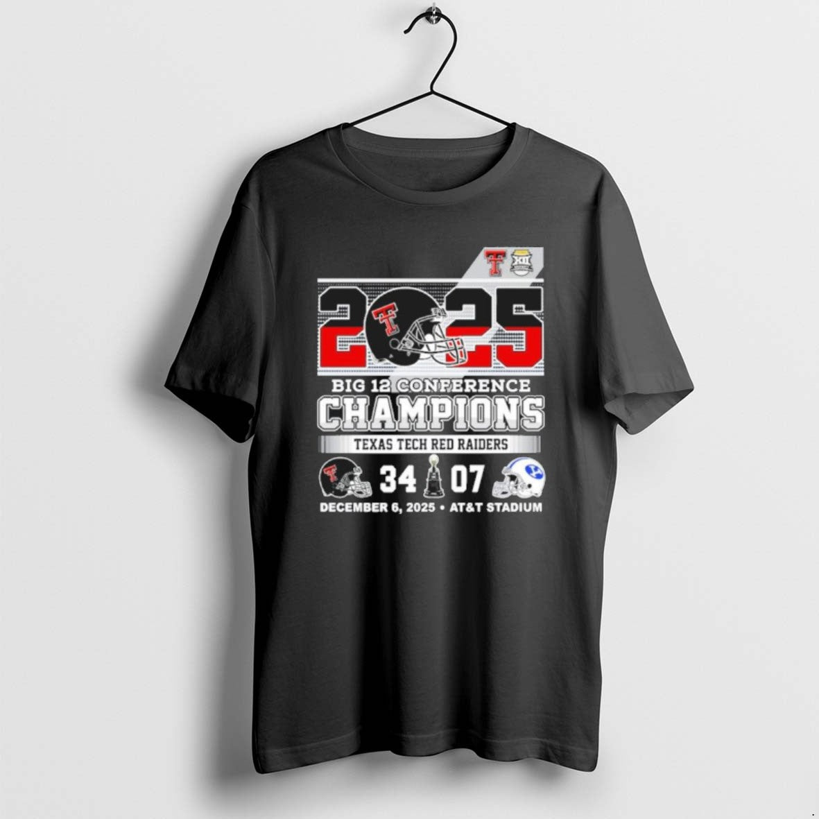 Official 2025 Big 12 Conference Champions Texas Tech 34 7 Byu Score T-Shirts, Hoodie, Sweatshirt | PopFlextees.com