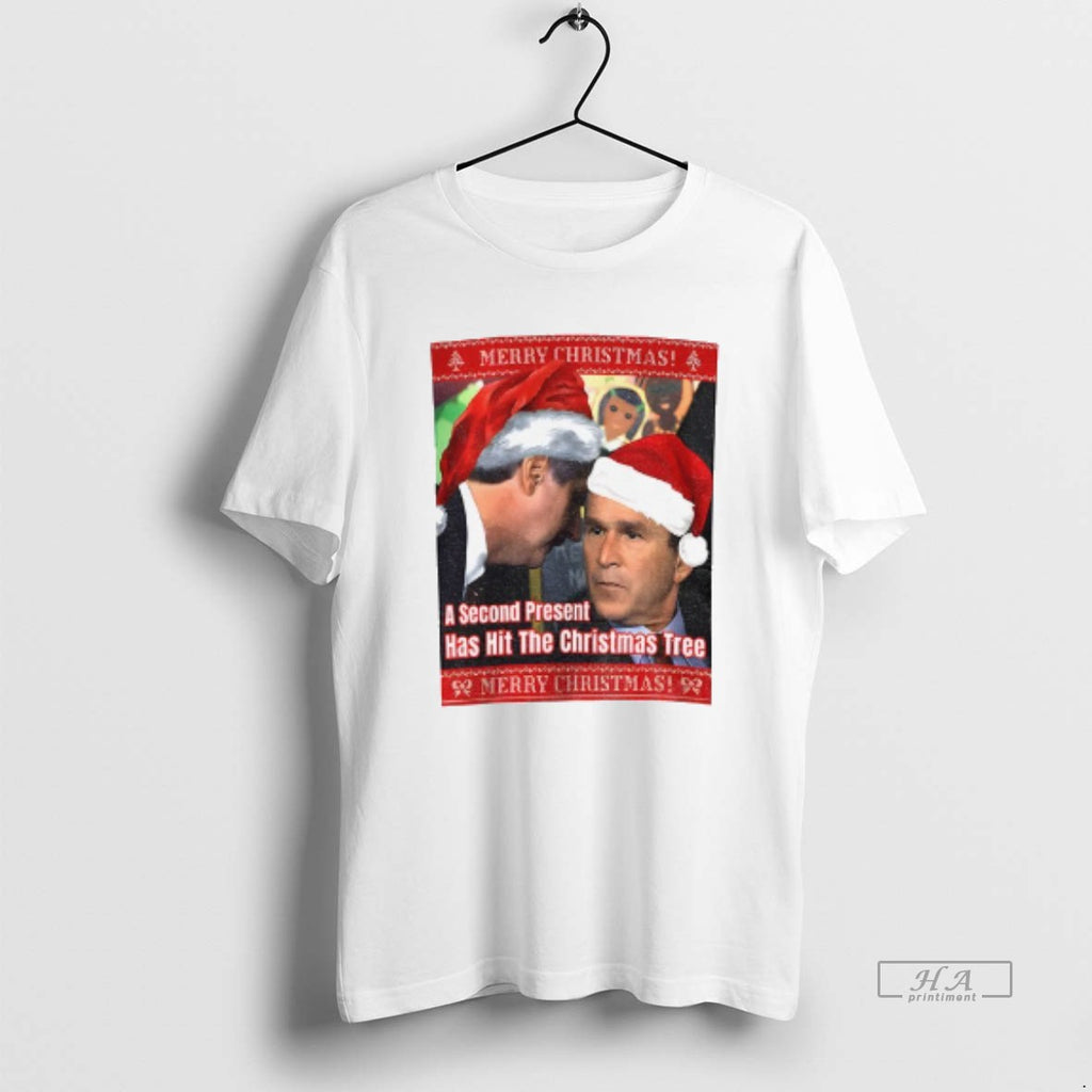 Official A Second Present Has Hit The Tree 9 11 Twin Tower Joke Christmas T-Shirts, Hoodie, Sweatshirt | PopFlextees.com