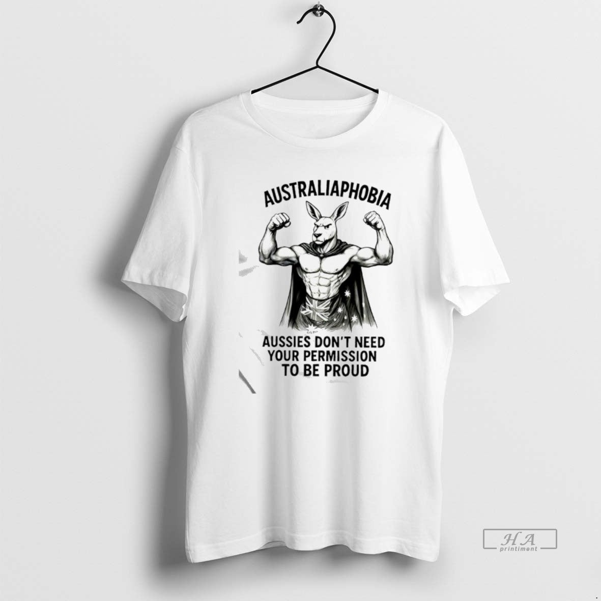 Official Australiaphobia Aussies Dont Need Your Permission To Be Proud Kangaroo Australian Flag Graphic T-Shirts, Hoodie,...
