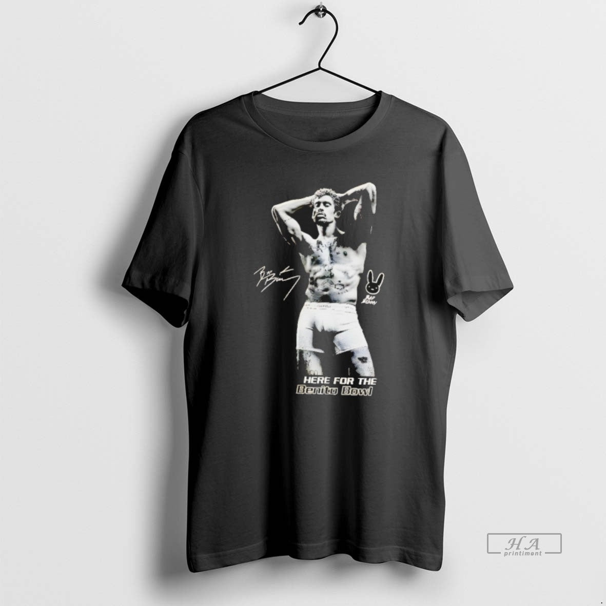 Official Bad Bunny Here For The Benito Bowl 2026 Puerto Rico Signature T-Shirts, Hoodie, Sweatshirt | PopFlextees.com