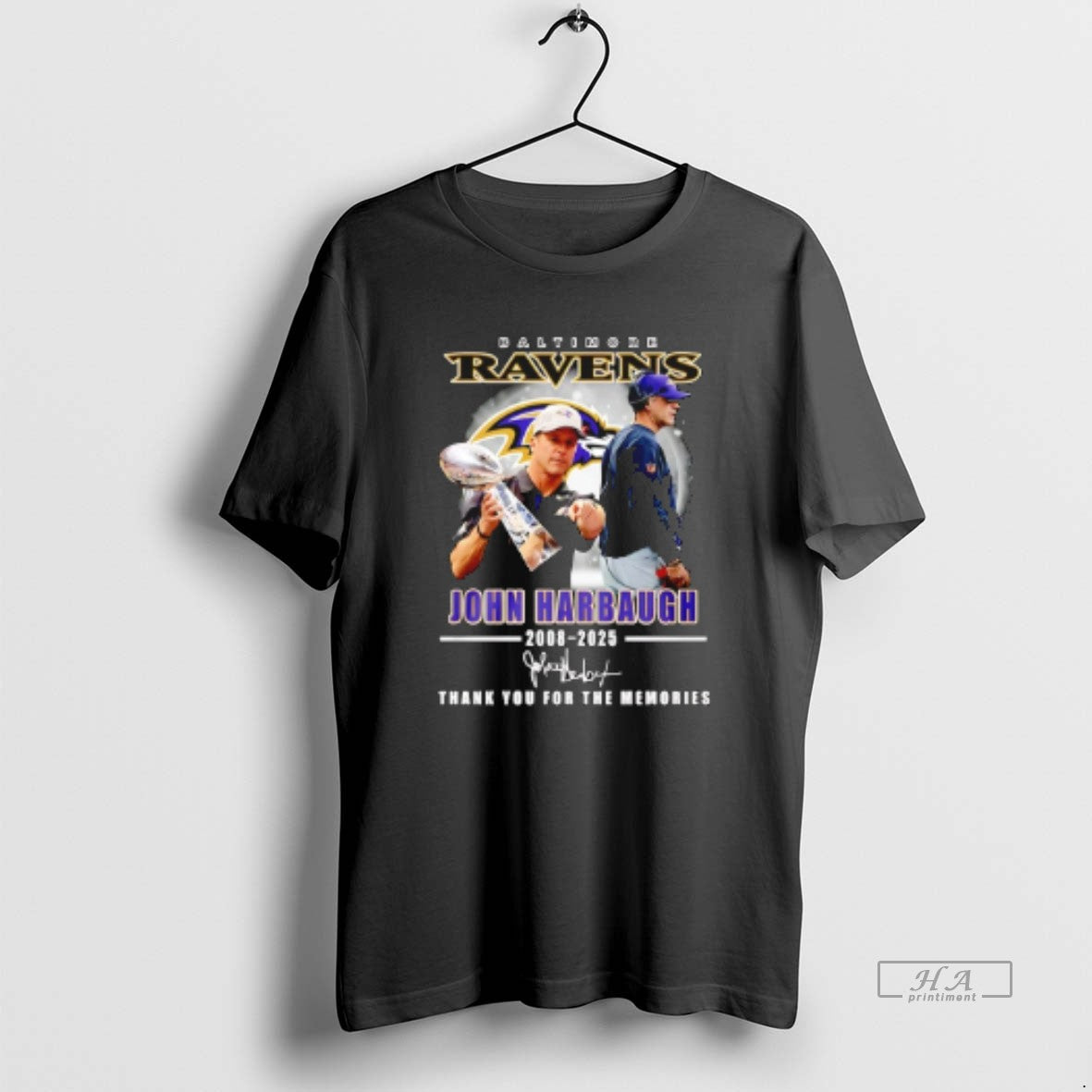 Official Baltimore Ravens John Harbaugh Thank You For The Memories Signature T-Shirts, Hoodie, Sweatshirt | PopFlextees.com