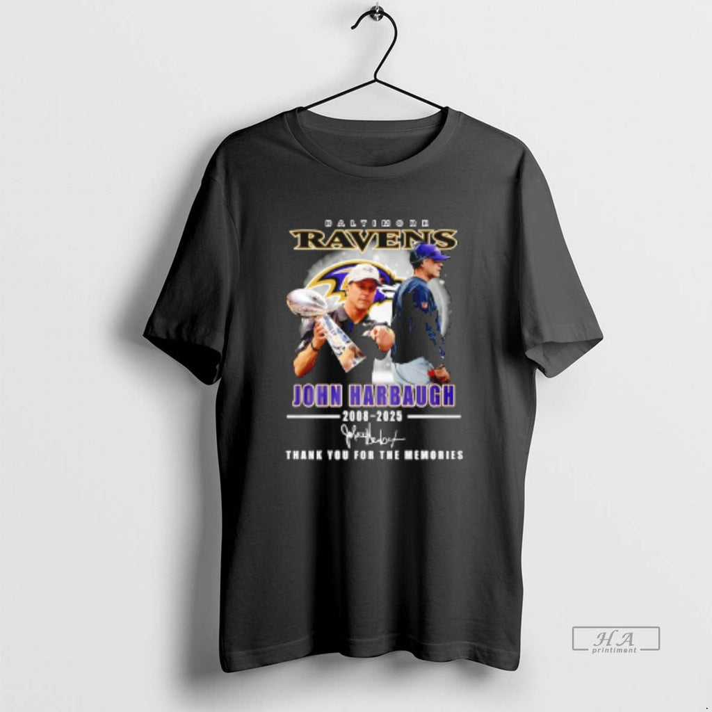 Official Baltimore Ravens John Harbaugh Thank You Memories Signature T-Shirts, Hoodie, Sweatshirt