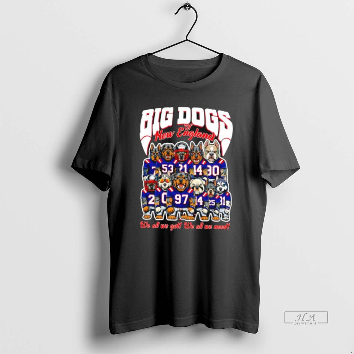 Official Big Dogs Of New England We All We Got We All We Need T-Shirts, Hoodie, Sweatshirt | PopFlextees.com