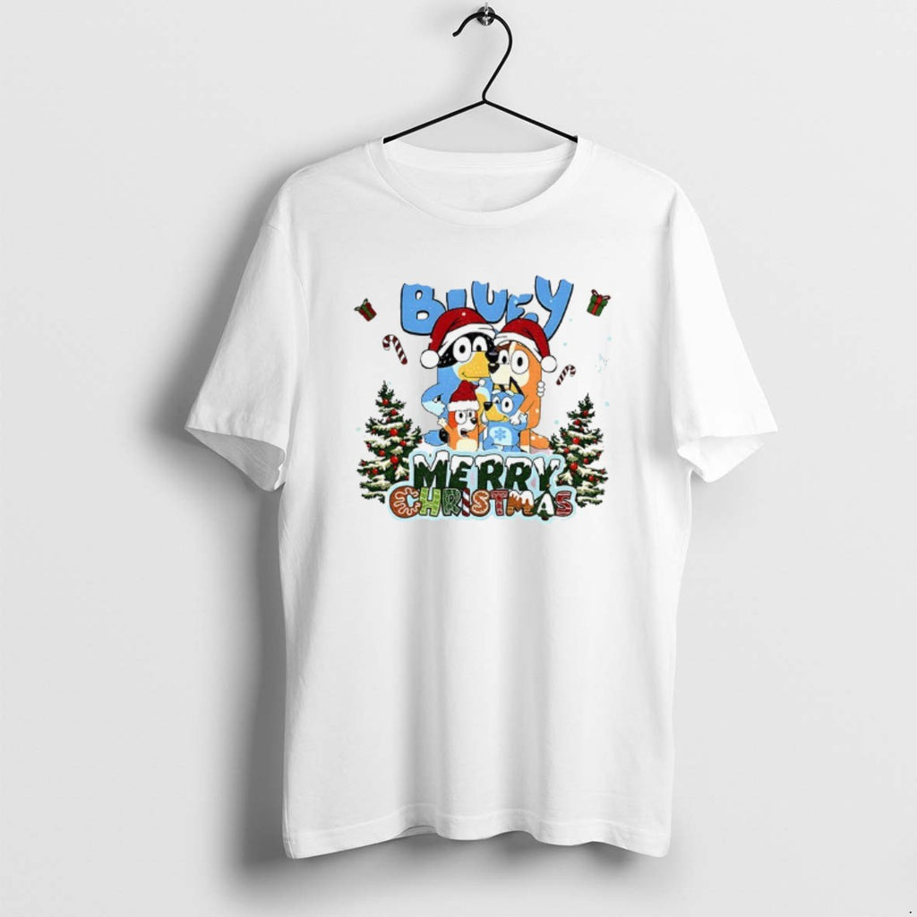 Official Bluey Family Santa Hat Merry Christmas T-Shirts, Hoodie, Sweatshirt | PopFlextees.com