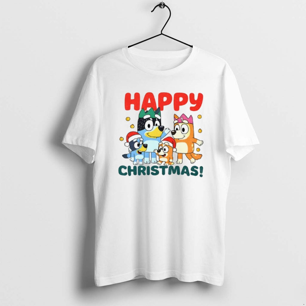 Official Bluey Family Santa Hat Happy Christmas T-Shirts, Hoodie, Sweatshirt | PopFlextees.com