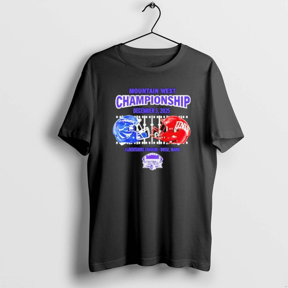 Official Boise State Vs Unlv 2025 Mountain West Championship Mens Dueling Helmet T-Shirts, Hoodie, Sweatshirt