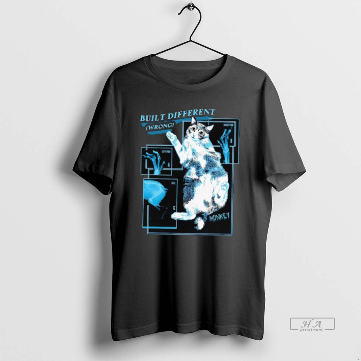 Official Cat Built Different Wrong Monkey Black T-Shirts, Hoodie, Sweatshirt | PopFlextees.com