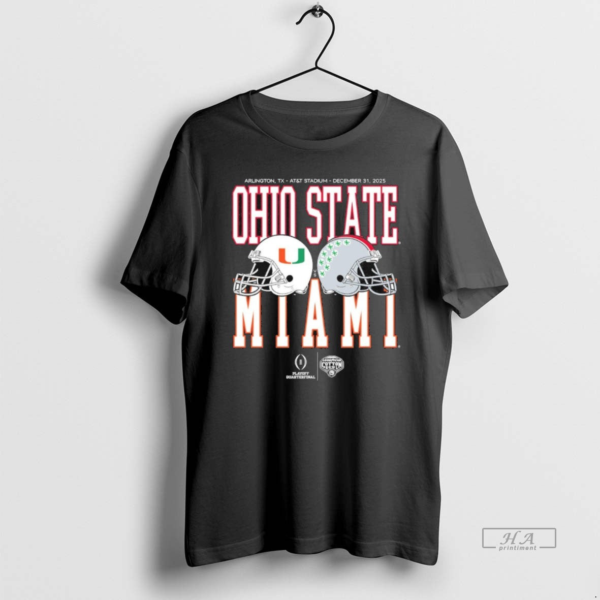 Official Cotton Bowl Classic 2025 Miami Vs Ohio State Helmet Matchup Helmet T-Shirts, Hoodie, Sweatshirt | PopFlextees.com
