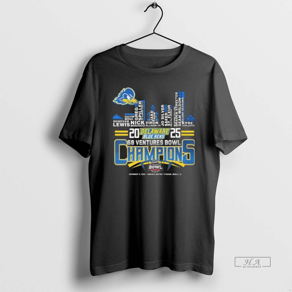 Official Delaware Blue Hens 2025 68 Ventures Bowl Champions City Skylines T-Shirts, Hoodie, Sweatshirt