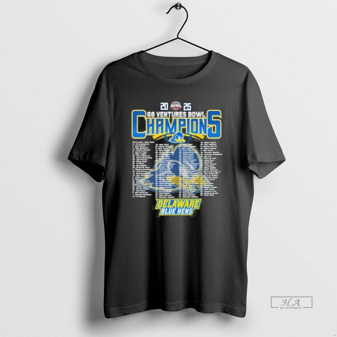 Official Delaware Blue Hens 2025 68 Ventures Bowl Champions Roster T-Shirts, Hoodie, Sweatshirt | PopFlextees.com