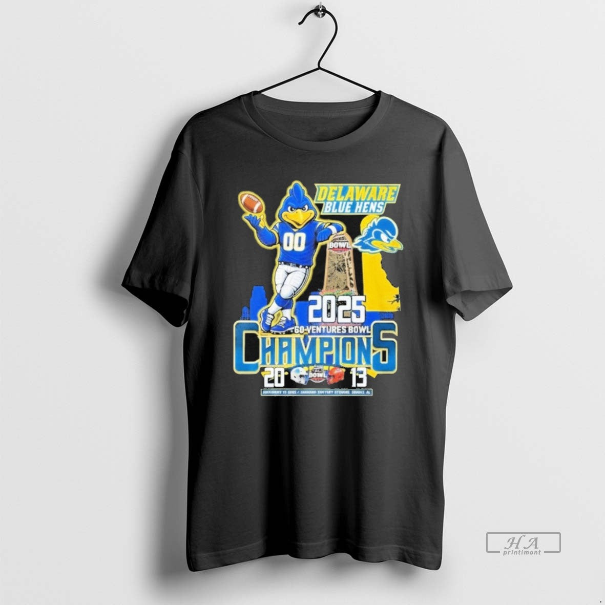 Official Delaware Fightin Blue Hens 68 Ventures Bowl Champions 2025 Mascot T-Shirts, Hoodie, Sweatshirt | PopFlextees.com