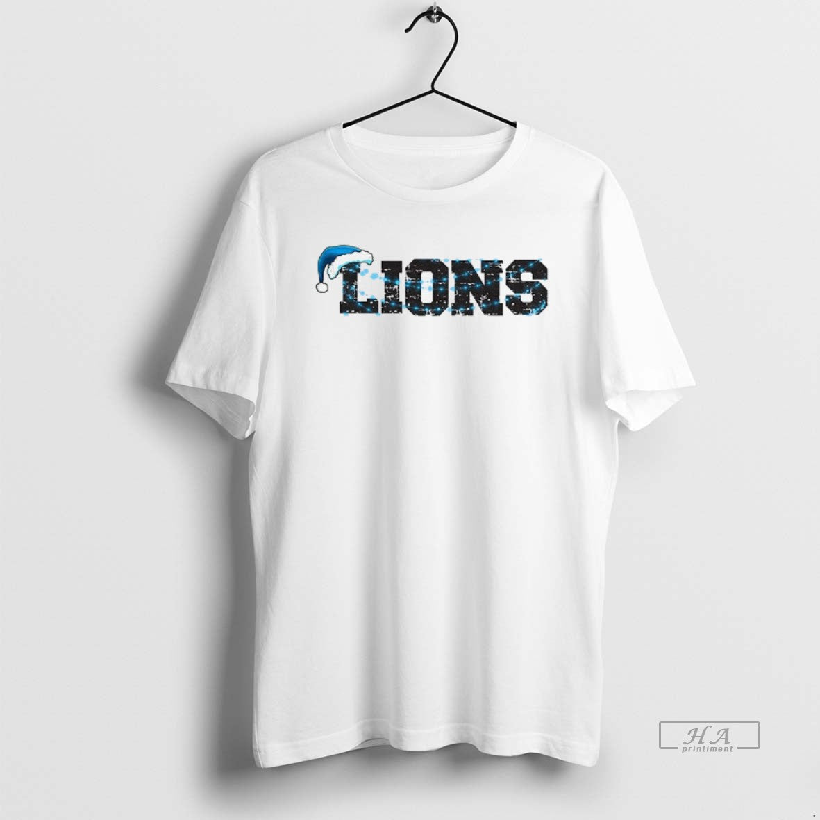 Official Detroit Lions Blue Lights Santa Hat Merry Christmas T-Shirts, Hoodie, Sweatshirt | PopFlextees.com