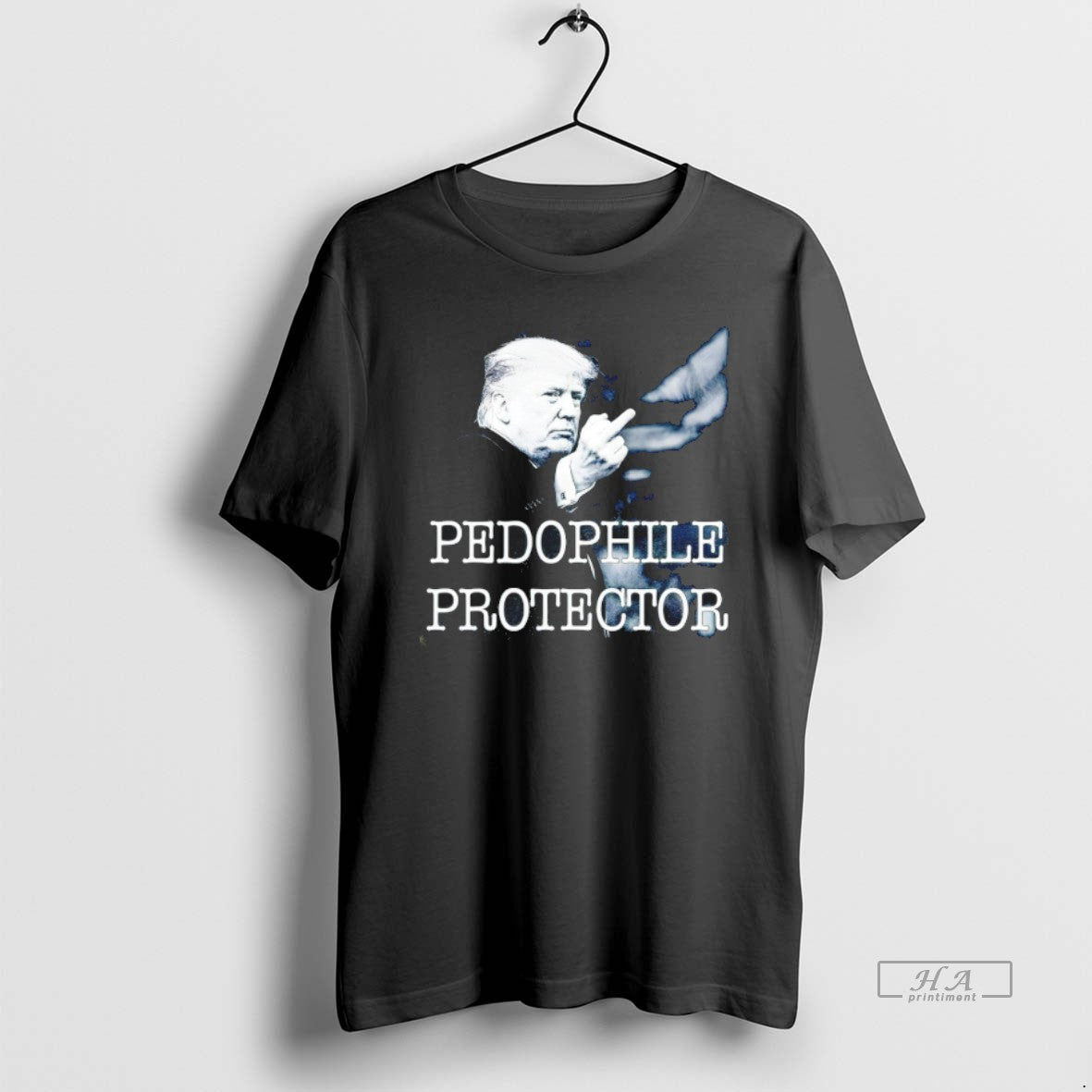 Official Donald Trump Middle Finger Pedophile Protector Anti Trump Vintage T-Shirts, Hoodie, Sweatshirt | PopFlextees.com