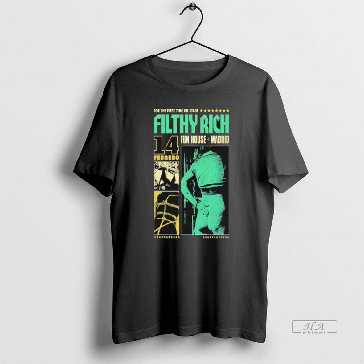 Official Filthy Rich For The First Time On Stage Feb 14 2026 Fun House Madrid T-Shirts, Hoodie, Sweatshirt | PopFlextees.com