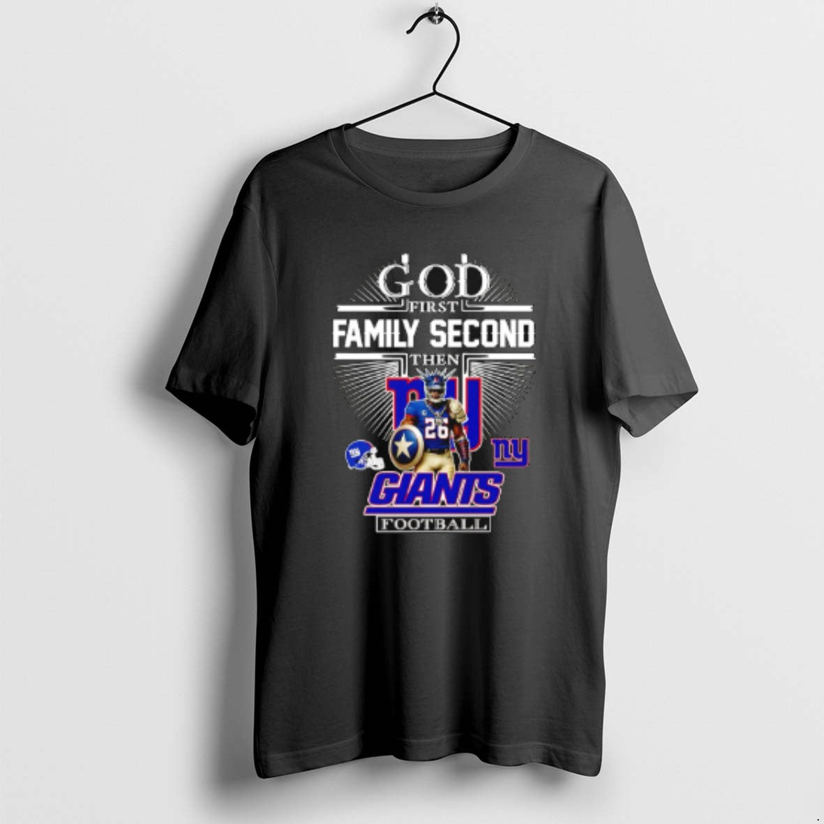 Official God First Family Second Then New York Giants Football Mascot 2025 T-Shirts, Hoodie, Sweatshirt | PopFlextees.com